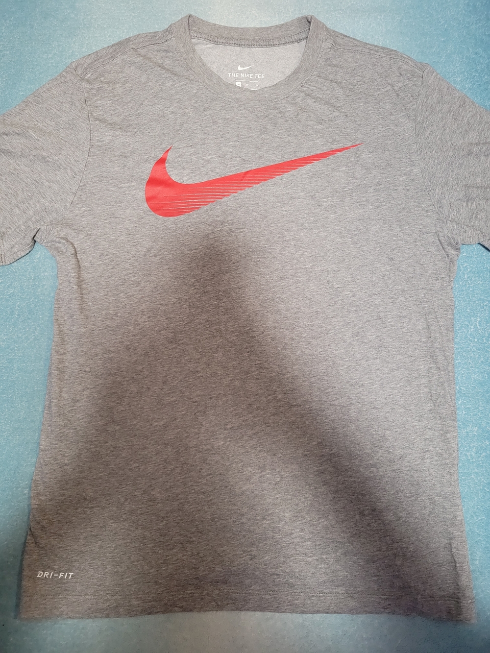 Nike Kids' Gray Dri-FIT Tee with Red Swoosh